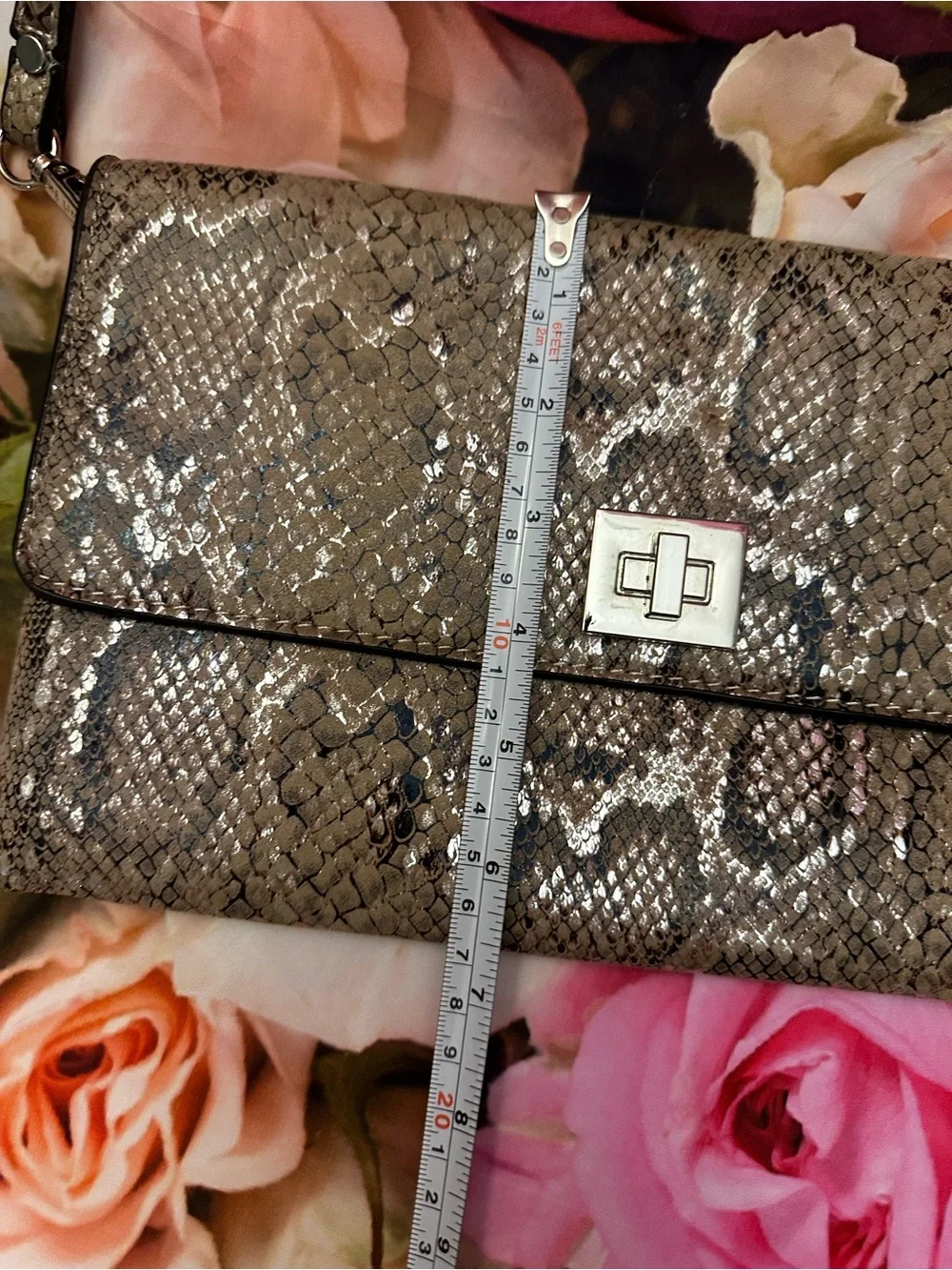 Antique faux Snake-Embossed Wristlet/ Clutch